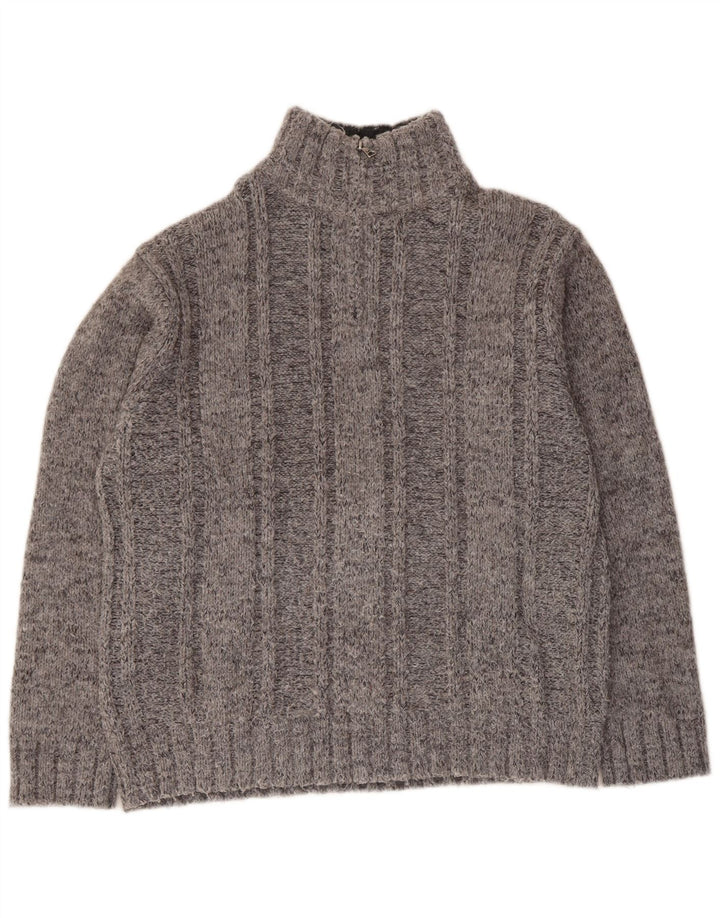 MARKS & SPENCER Maglione da uomo con collo con zip UK 41/43 Grande Grigio