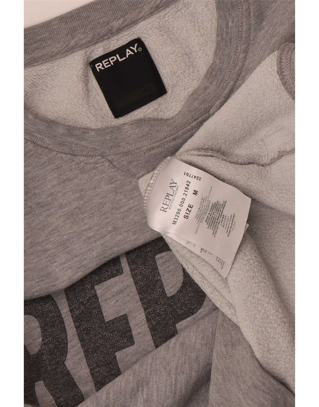Replay Felpa con grafica da uomo Maglione in cotone chiazzato grigio medio
