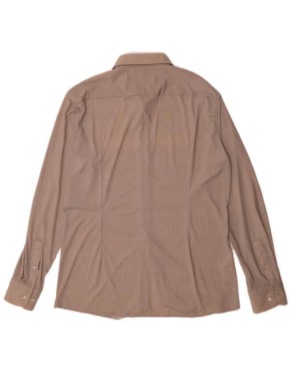 Camicia slim fit da uomo Hugo Boss taglia 42 16 1/2 grande poliammide beige