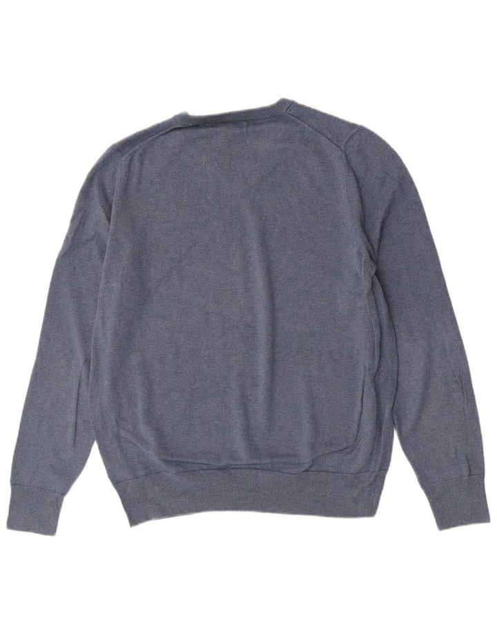 Maglione maglione con scollo a V da uomo Marks & Spencer grande cotone blu