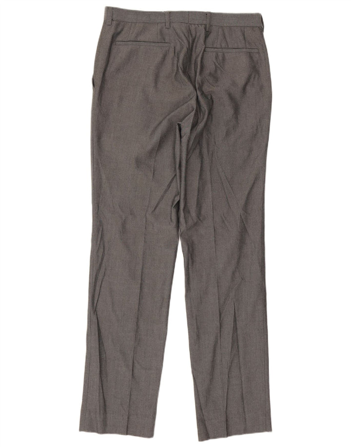Pantaloni da abito dritti da uomo Marks & Spencer W30 L31 poliestere grigio