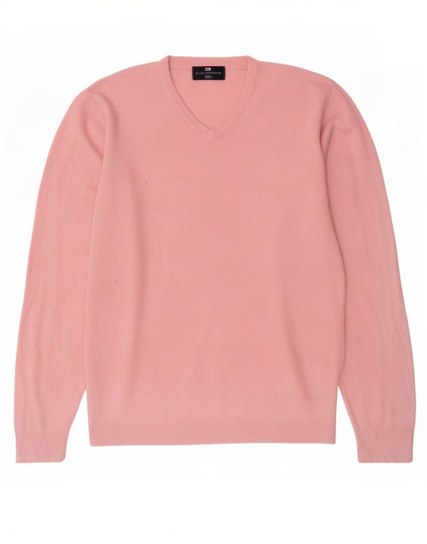 Maglione da uomo Marks & Spencer con scollo a V blu Harbour, acrilico rosa medio