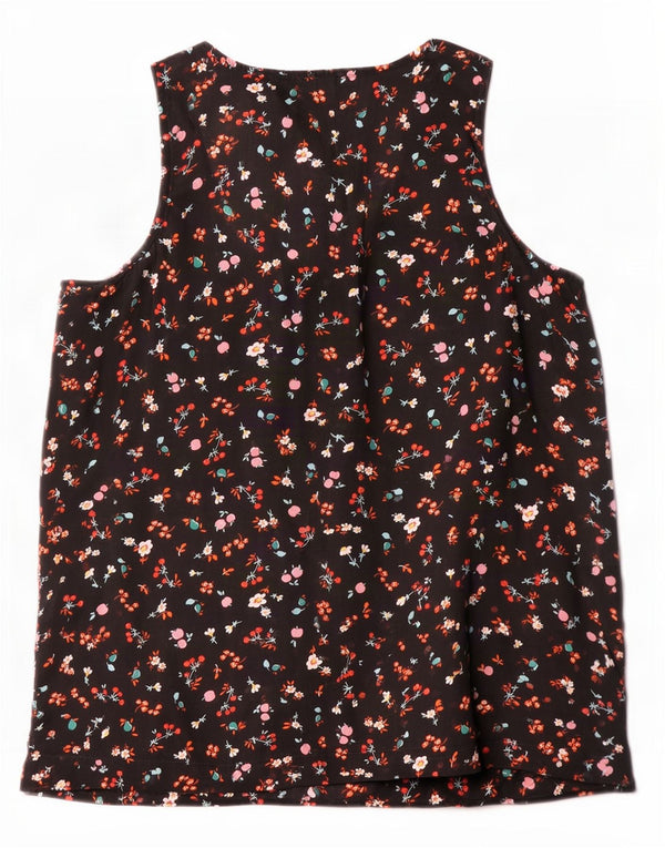 Camicetta senza maniche da donna Benetton Top UK 10 Small Black Floral Modal