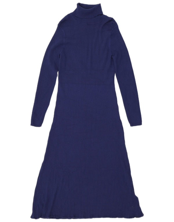 Abito maglione da donna Marks & Spencer con collo alto UK 16 Large in viscosa blu navy