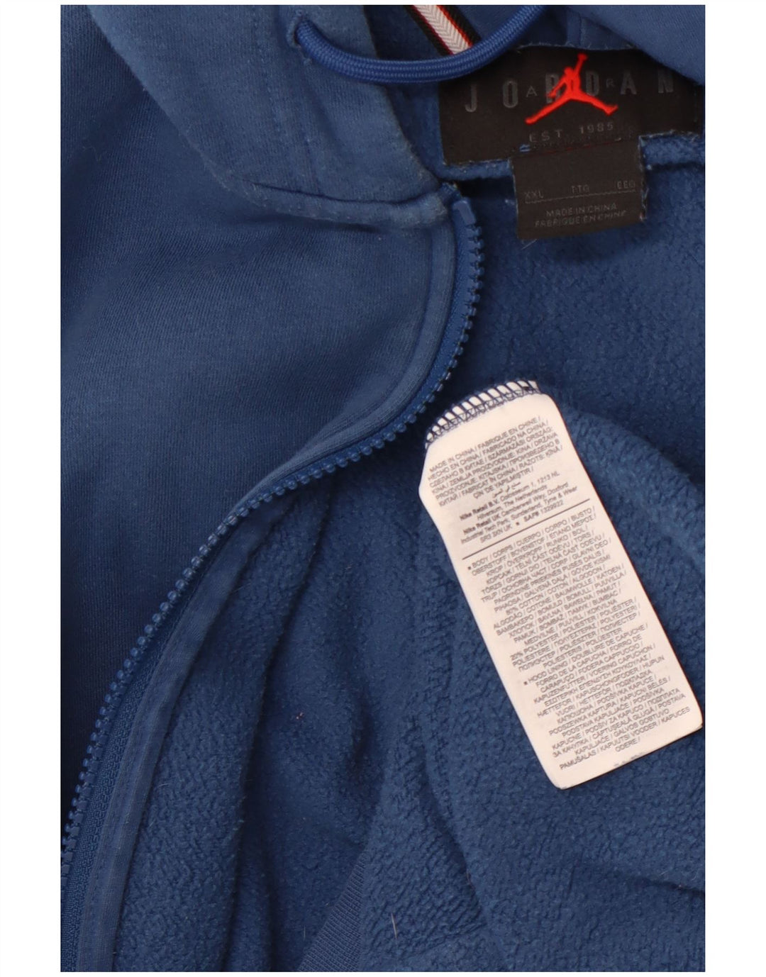 Felpa con cappuccio e zip JORDAN da uomo 2XL in cotone blu
