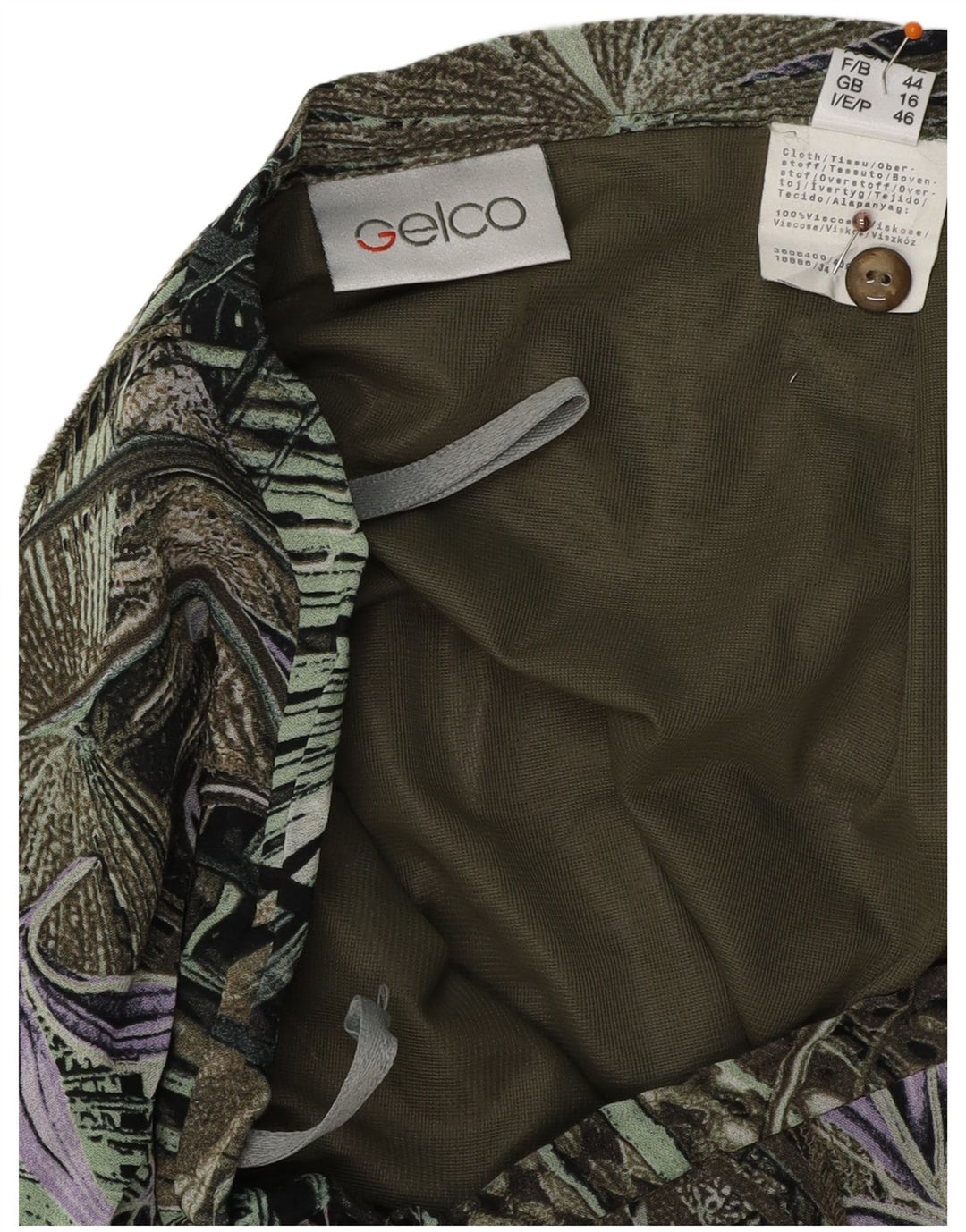 Gonna a tromba a vita alta da donna GELCO UK 16 grande W32 verde floreale