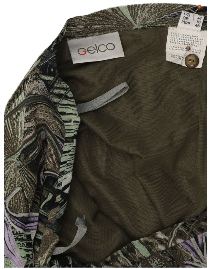 Gonna a tromba a vita alta da donna GELCO UK 16 grande W32 verde floreale