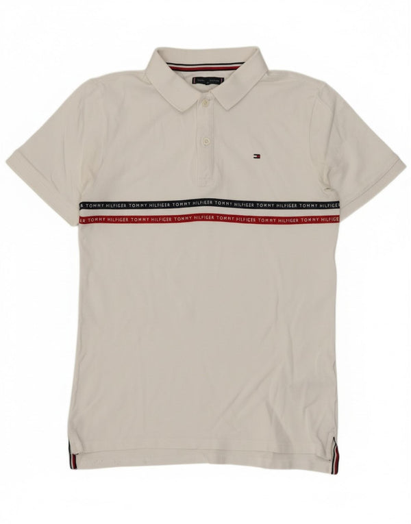 Polo grafica per ragazzi Tommy Hilfiger 13-14 anni in cotone a righe bianche