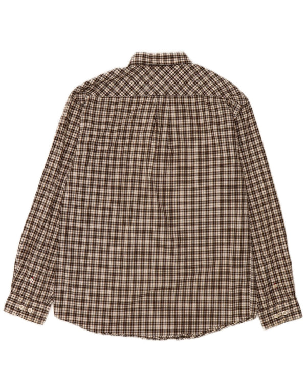Tommy Hilfiger Camicia in flanella da bambino 13-14 anni in cotone a quadri marroni grandi