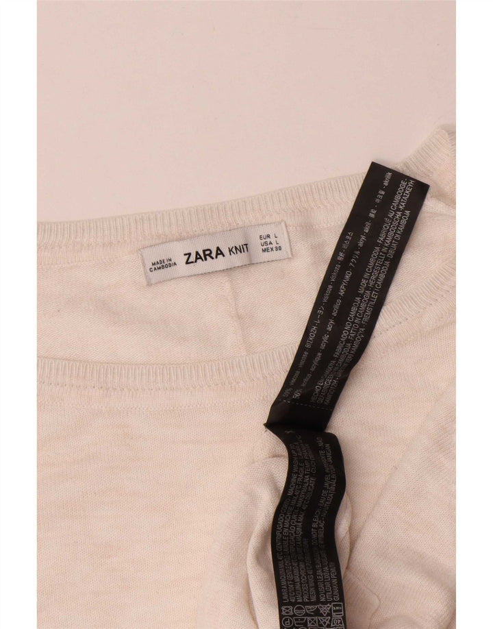 Maglione girocollo oversize da donna Zara UK 16 Large in viscosa bianca