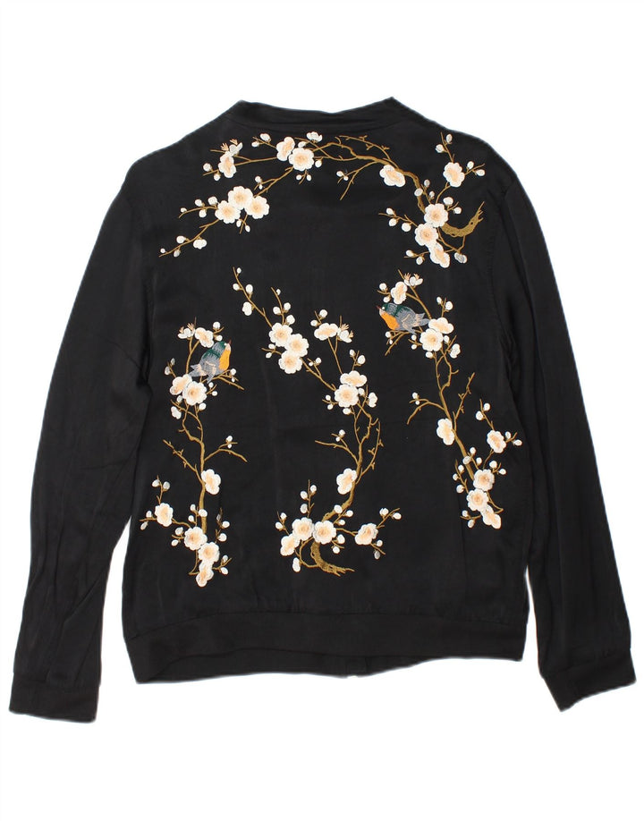 Giubbotto bomber da donna Zara UK 14 poliestere floreale nero medio