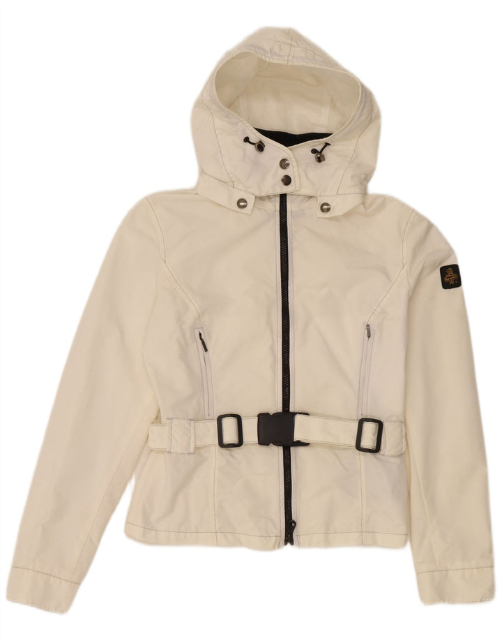 Refrigiwear Giacca antipioggia corta da donna con cappuccio UK 12 Medium White Poliammide