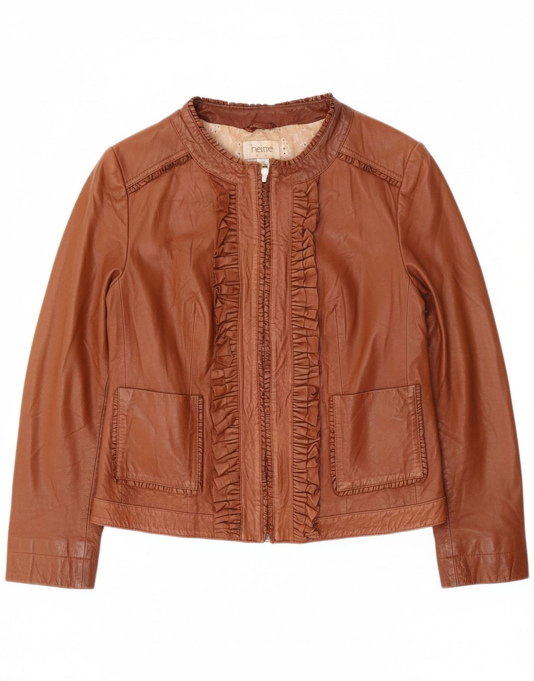 HEINE Womens Leather Jacket UK 18 XL Brown Leather