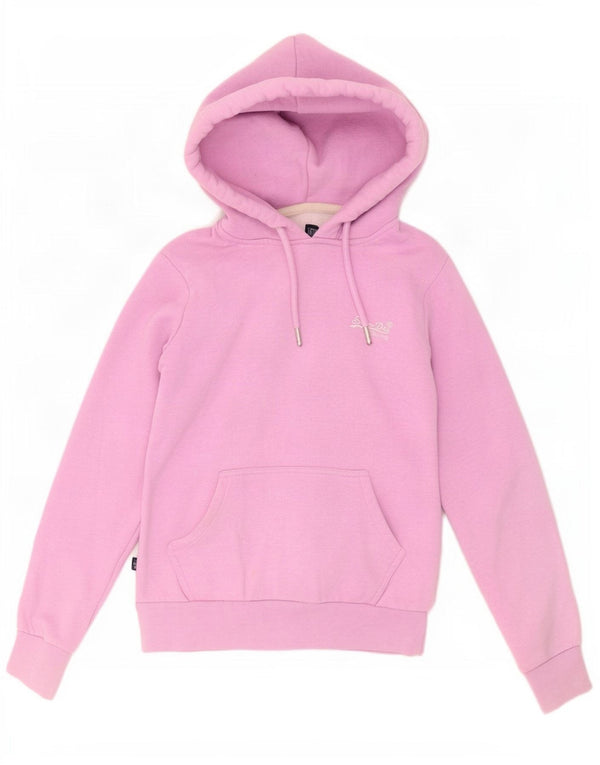 Felpa con cappuccio da donna Superdry UK 6 XS cotone rosa