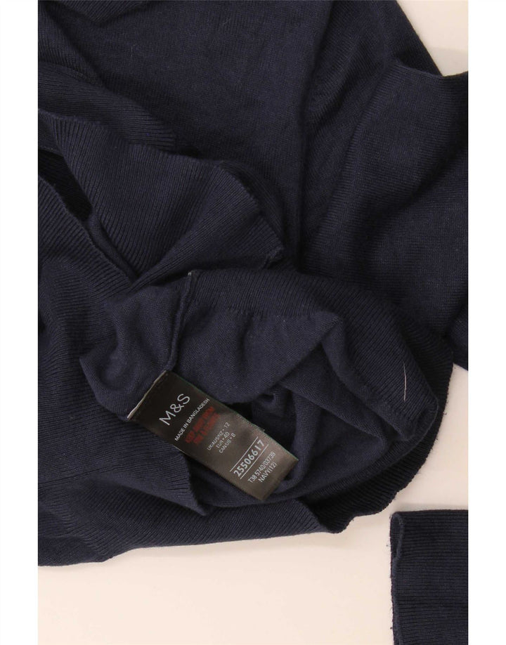 Maglione cardigan da donna Marks & Spencer UK 12 Viscosa blu navy medio