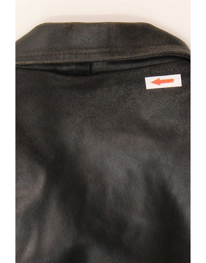Giacca in pelle vintage da uomo UK 36 piccola in pelle nera