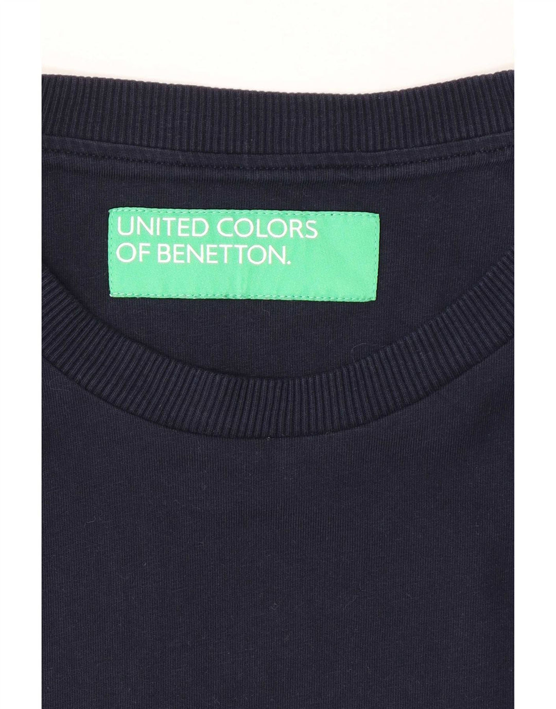 T-shirt regolare da donna Benetton Top UK 12 medio cotone blu navy