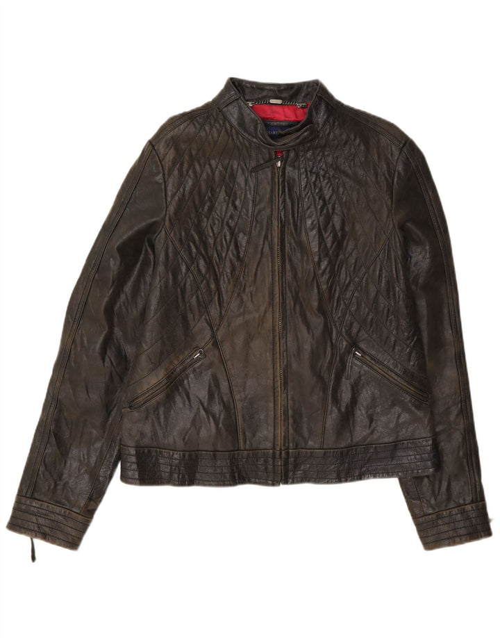 Giacca in pelle da motociclista da donna Trussardi UK 14 Marrone medio