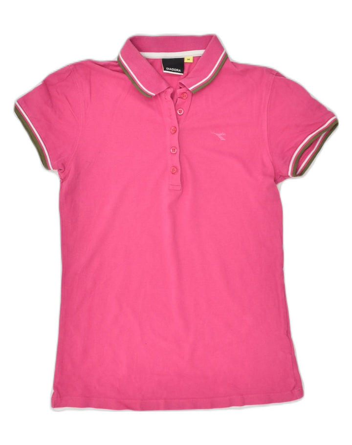 DIADORA Womens Polo Shirt UK 12 Medium Pink Cotton | Vintage Diadora | Thrift | Second-Hand Diadora | Used Clothing | Messina Hembry 