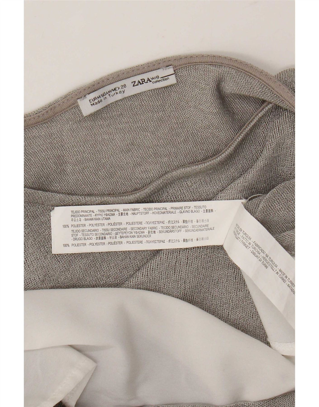 Top tunica oversize da donna Zara con maniche a 3/4 UK 14 Blocco colore grigio medio