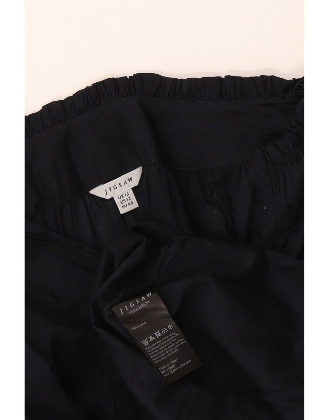 Jigsaw Top da donna a maniche lunghe in camicetta UK 16 Large in cotone blu navy