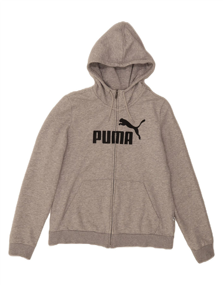 PUMA Womens Graphic Zip Hoodie Sweater UK 14 Large  Grey Vintage Puma and Second-Hand Puma from Messina Hembry 
