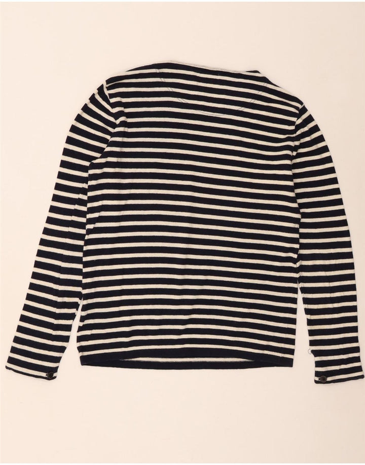 Top Zara da uomo a maniche lunghe in cotone a righe grandi blu navy