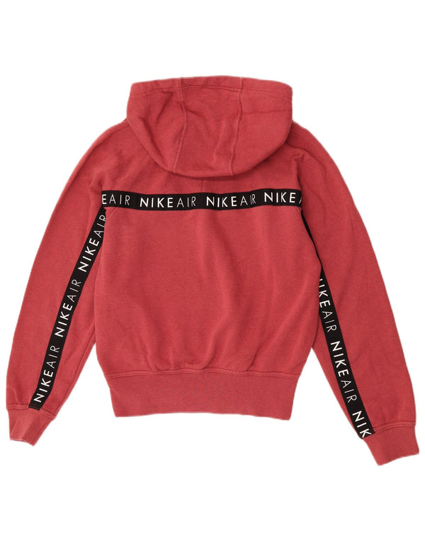 Felpa con cappuccio oversize con grafica Nike da donna UK 6 XS rosso in cotone color block