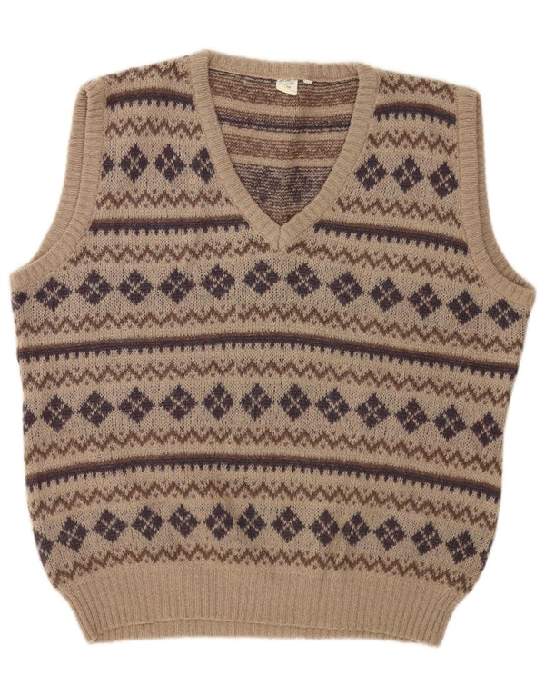 Canotta vintage da uomo IT 54 XL Acrilico geometrico beige