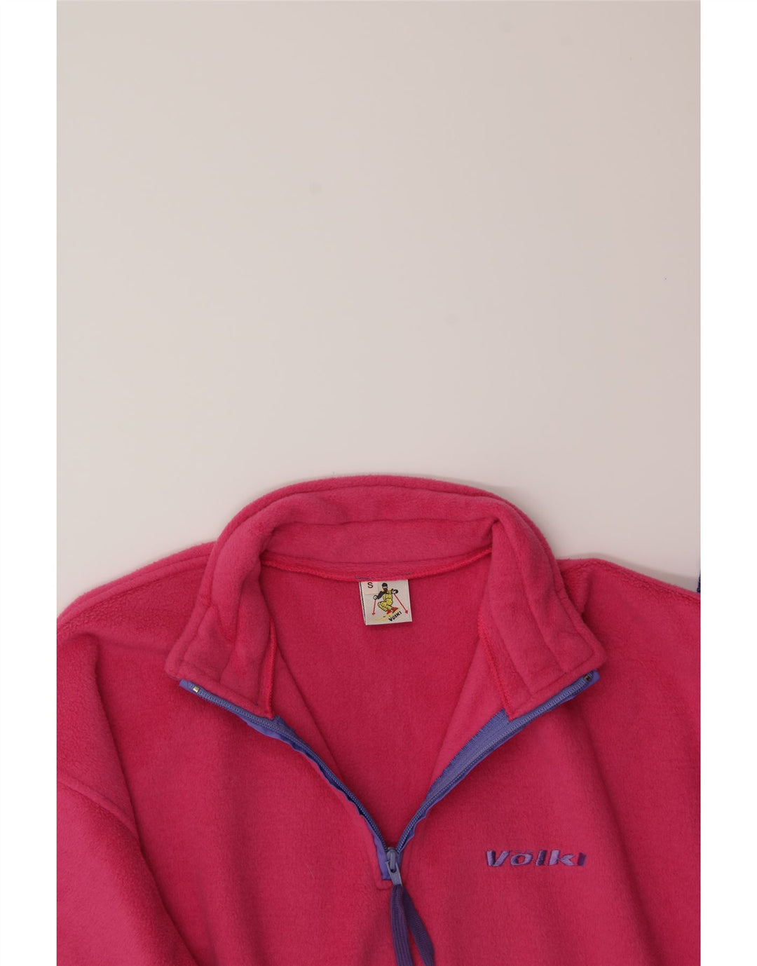 VOLKL Mens Zip Neck Fleece Jumper Small Pink Polyester Vintage Volkl and Second-Hand Volkl from Messina Hembry 
