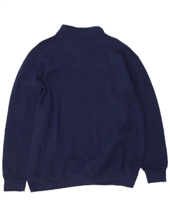 RUSSELL ATHLETIC Felpa con collo con zip da uomo Maglione 2XL Cotone blu navy