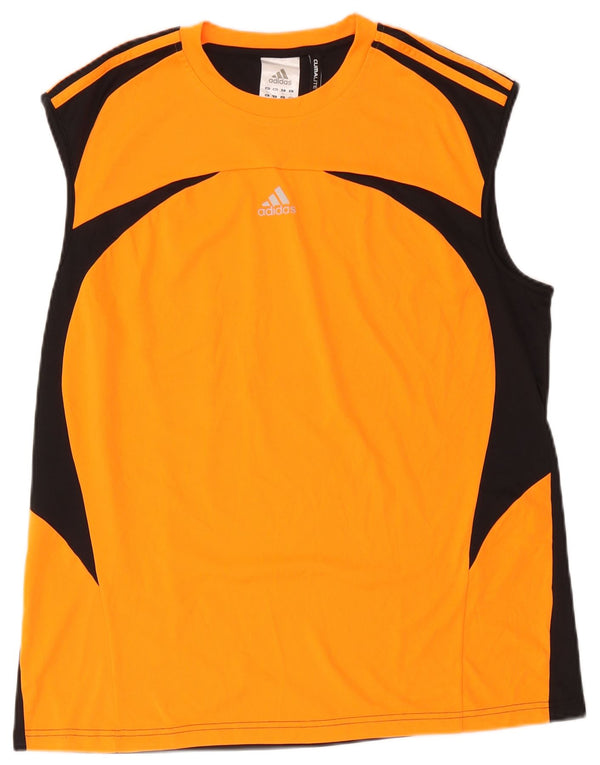 Canotta Adidas Climalite da uomo XL arancione color block in poliestere