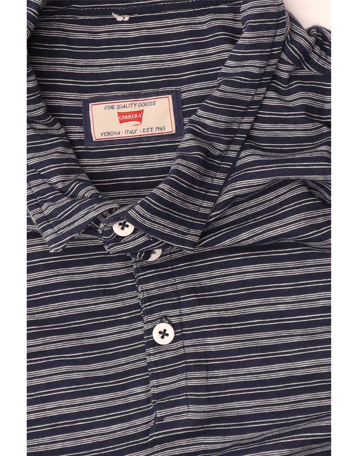 Polo da uomo Carrera grande a righe blu navy