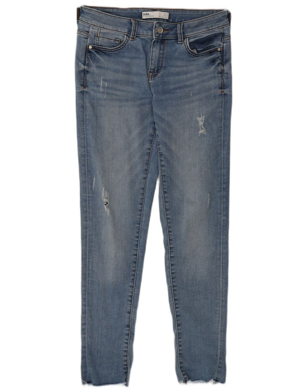 Jeans slim invecchiati da donna Zara EU 36 XS W26 L29 cotone blu