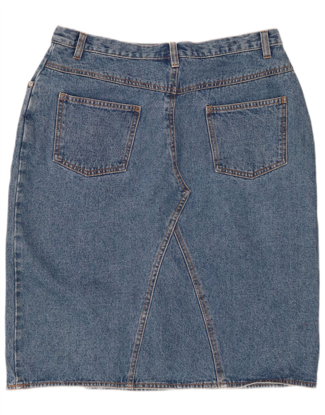 Gonna di jeans a vita alta da donna VINTAGE UK 18 XL W32 Blu