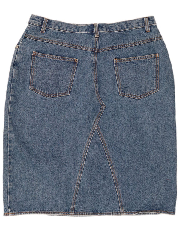 Gonna di jeans a vita alta da donna VINTAGE UK 18 XL W32 Blu