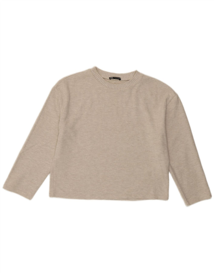 Top in camicetta da donna Zara UK 14 Poliestere beige medio