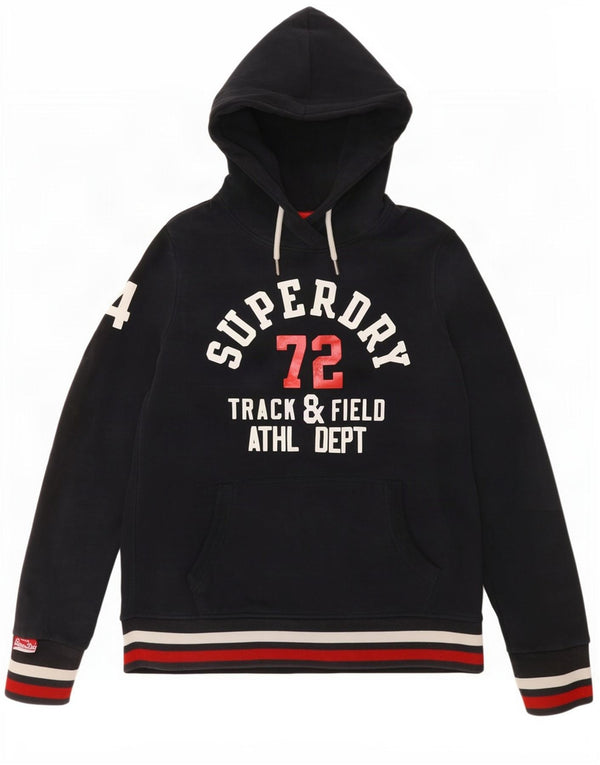 Superdry Womens Graphic Hoodie Jumper UK 14 Large Navy Blue Cotton