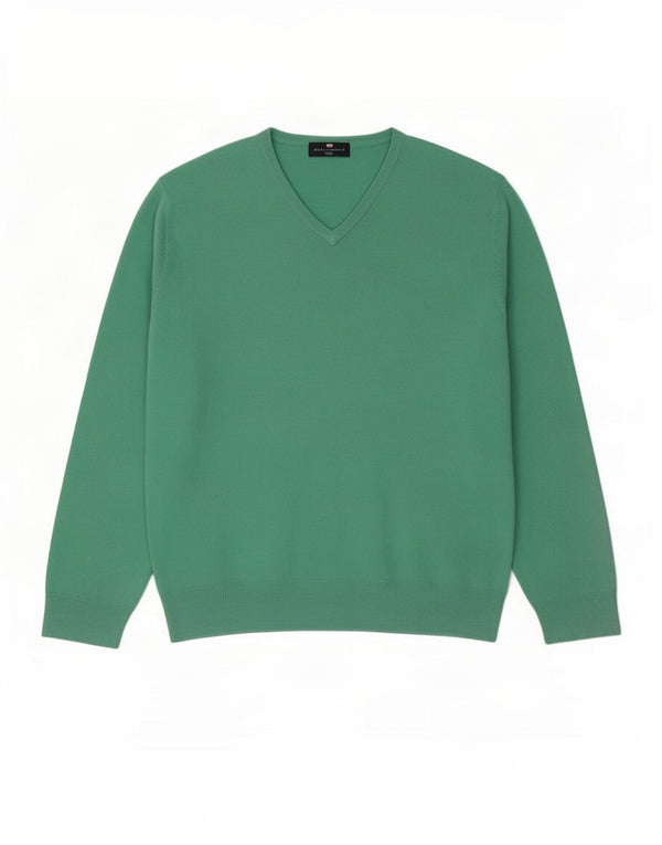 Maglione maglione con scollo a V blu Harbour da uomo Marks & Spencer XL verde acrilico