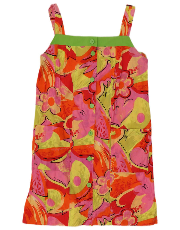 Abito prendisole vintage da donna senza maniche IT 50 XL floreale multicolore