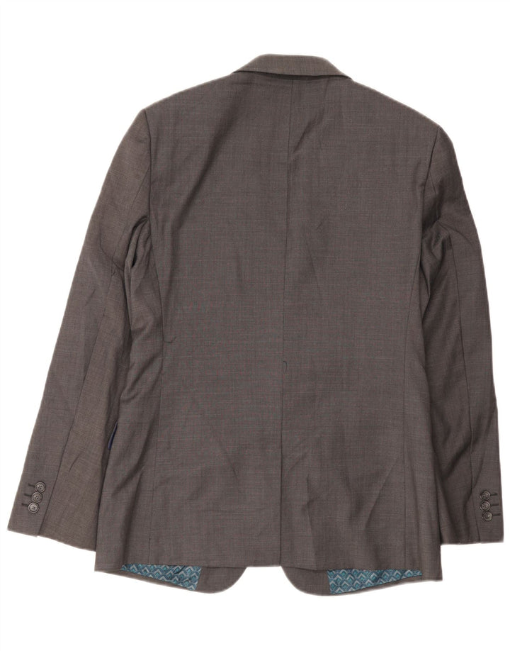 Giacca blazer da uomo a 2 bottoni Ted Baker UK 38 Lana grigio medio