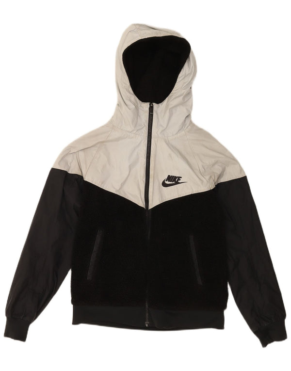 Giacca a vento con cappuccio Nike da ragazzo 12-13 anni Large Black Colourblock
