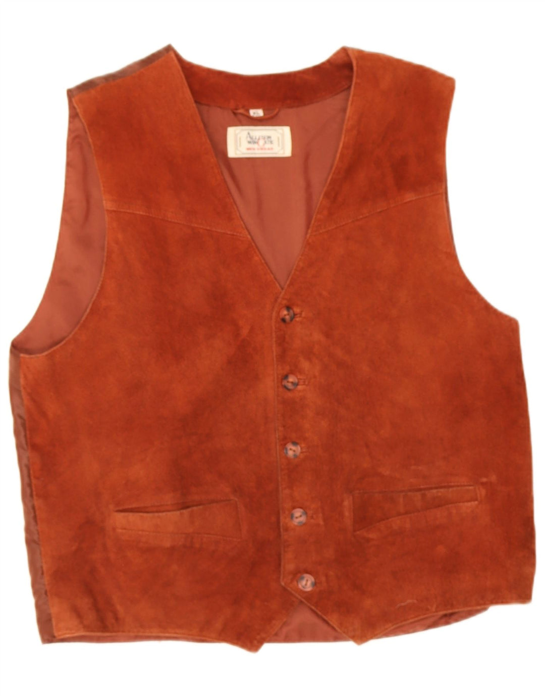 Gilet da uomo in pelle scamosciata Allison Wingate XL in pelle marrone