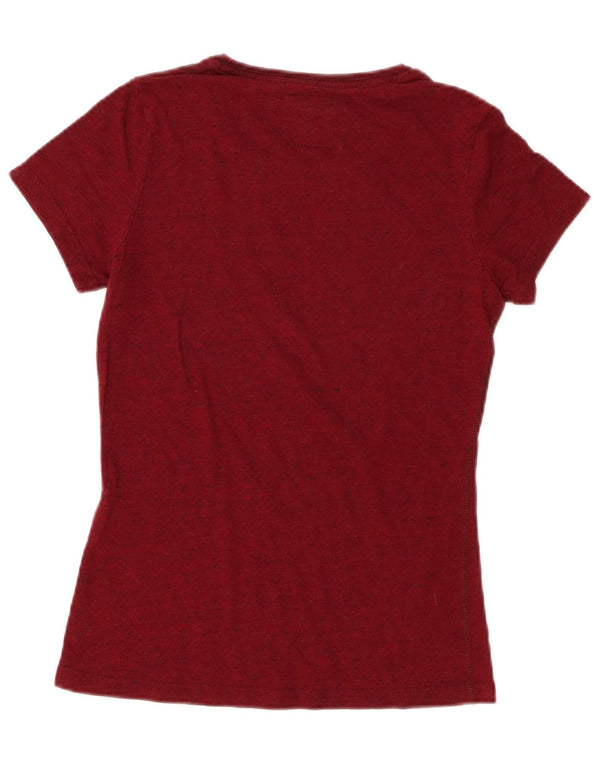 T-shirt grafica da donna Superdry Top UK 10 piccola in cotone screziato bordeaux
