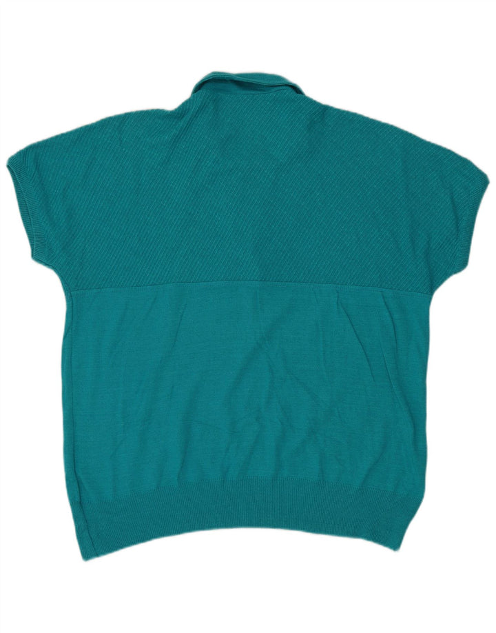 Maglione da donna Almira a maniche corte con collo a polo IT 44 Blu medio