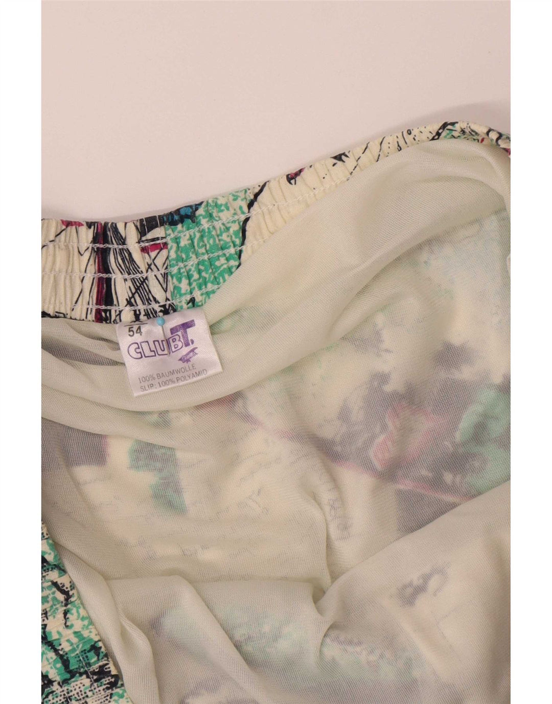 Pantaloncini da bagno vintage da uomo con motivo astratto IT 54 XL in cotone multicolore