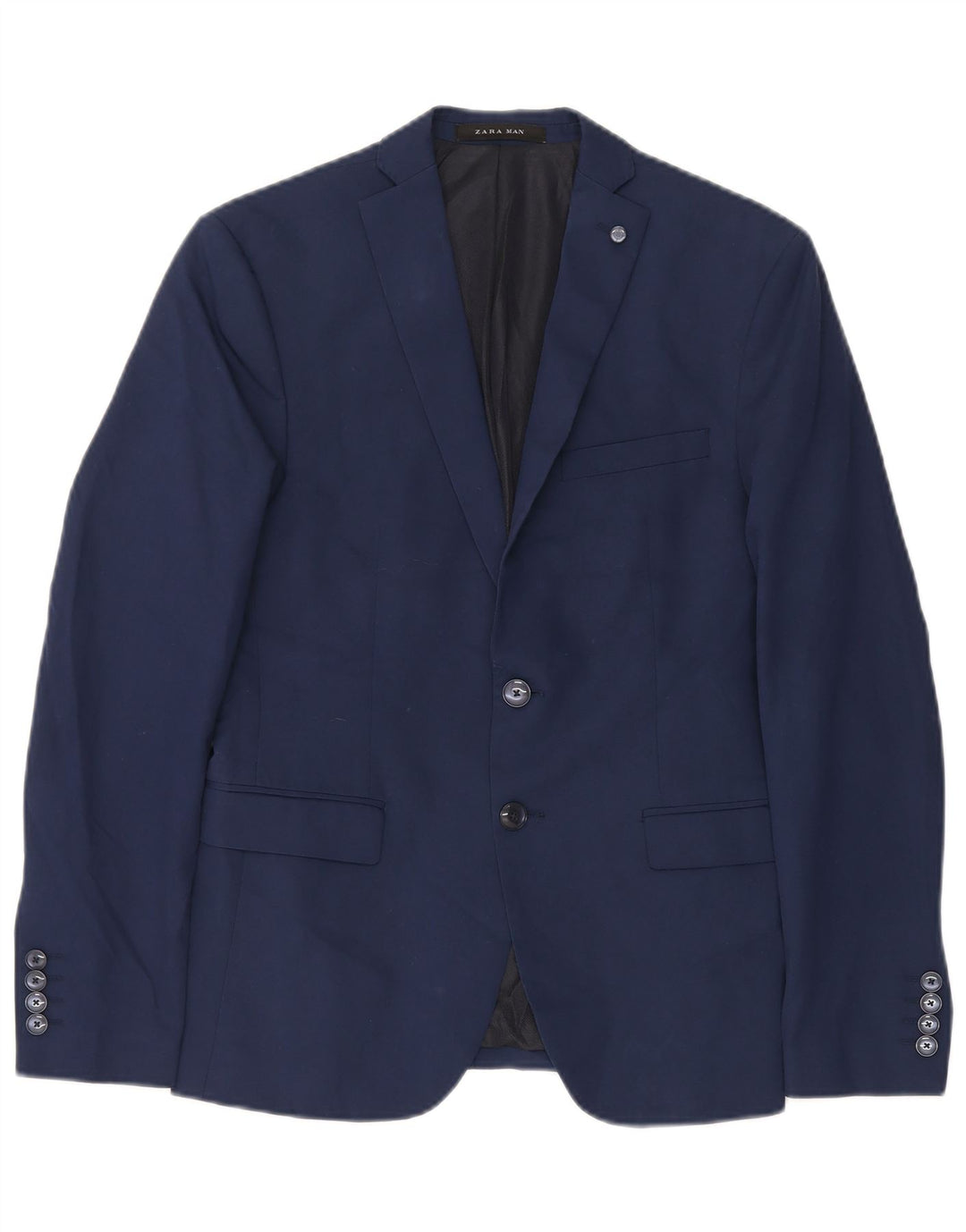 Giacca blazer da uomo a 2 bottoni Zara EU 46 XL viscosa blu navy