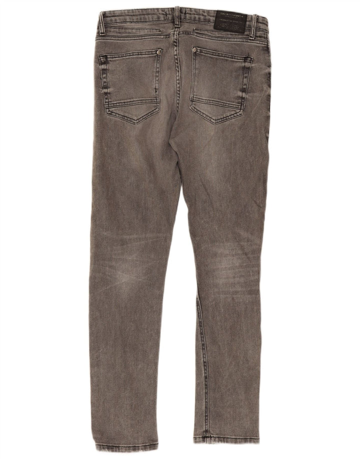 Jeans slim invecchiati da uomo Zara EU 42 Large W32 L31 Grigio