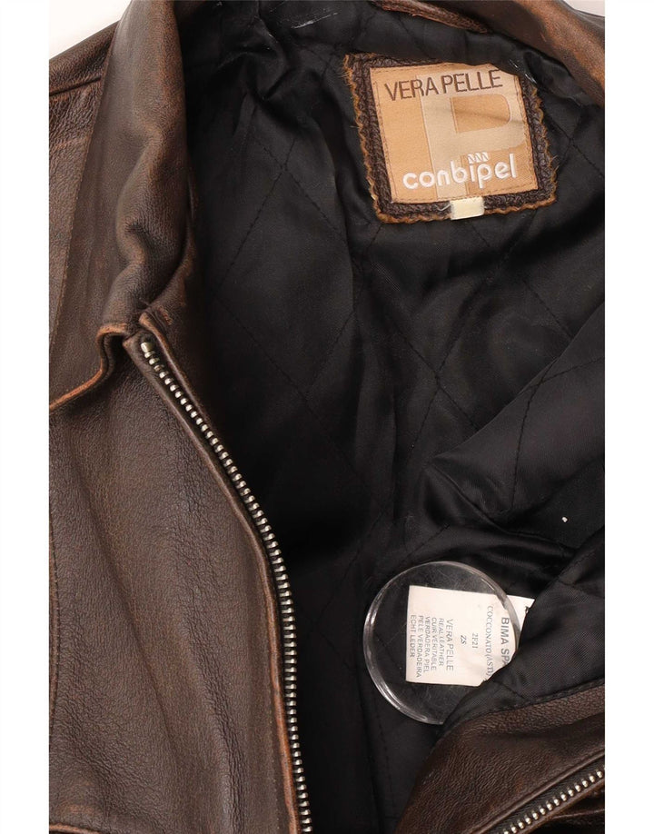 Conbipel Giacca in pelle da donna UK 10 Small Marrone