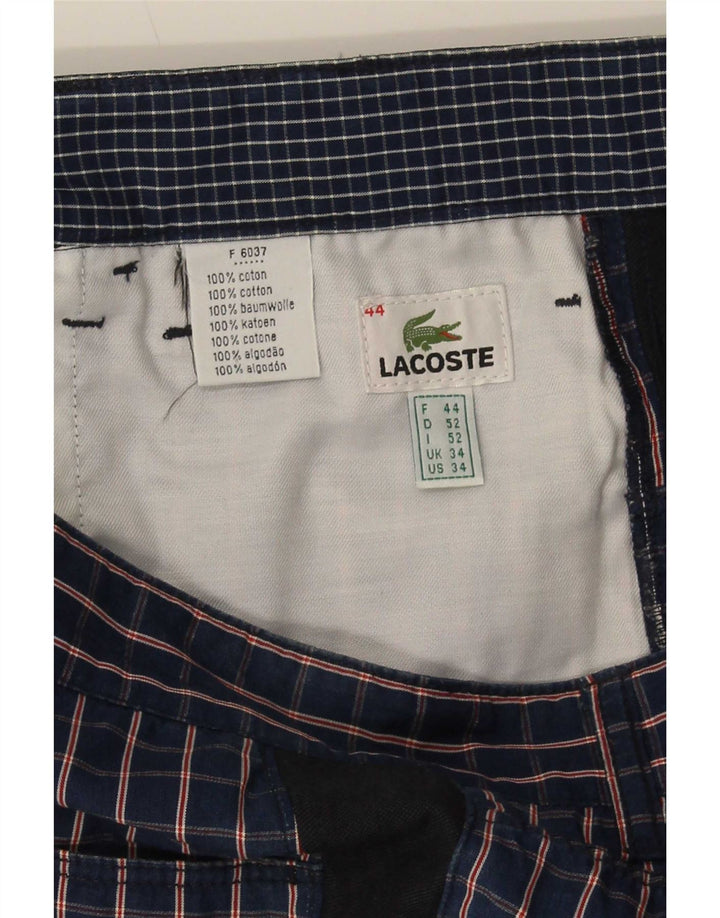 Pantaloncini chino da uomo Lacoste taglia 44 grande W34 cotone a quadri blu navy